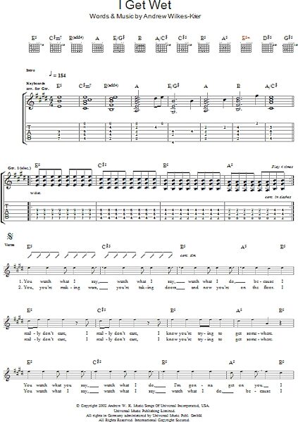 open zoom image for I Get Wet - Guitar TAB, New, Main