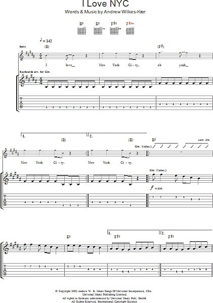 open zoom image for I Love NYC - Guitar TAB, New, Main