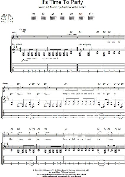 open zoom image for It's Time To Party - Guitar TAB, New, Main