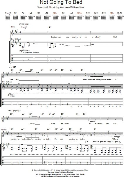 open zoom image for Not Going To Bed - Guitar TAB, New, Main