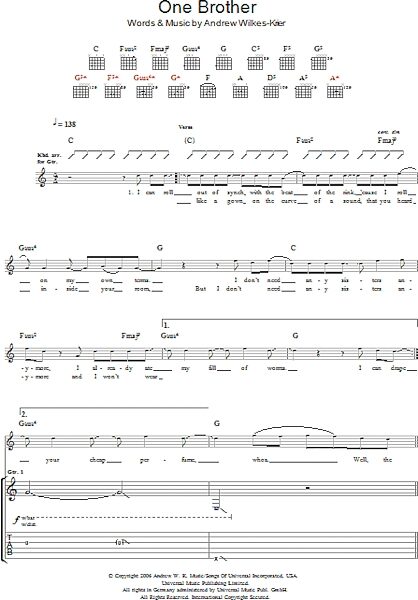 open zoom image for One Brother - Guitar TAB, New, Main