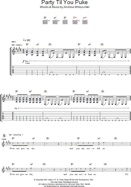 open zoom image for Party Til You Puke - Guitar TAB, New, Main