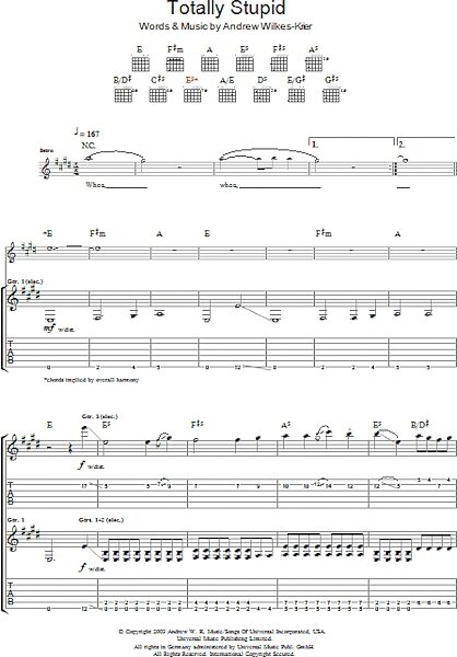 open zoom image for Totally Stupid - Guitar TAB, New, Main