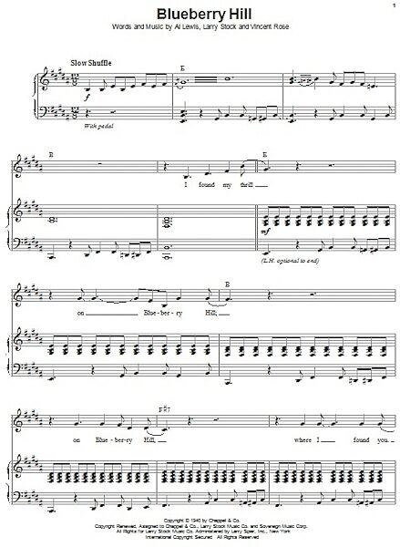 open zoom image for Blueberry Hill - Piano Vocal, New, Main