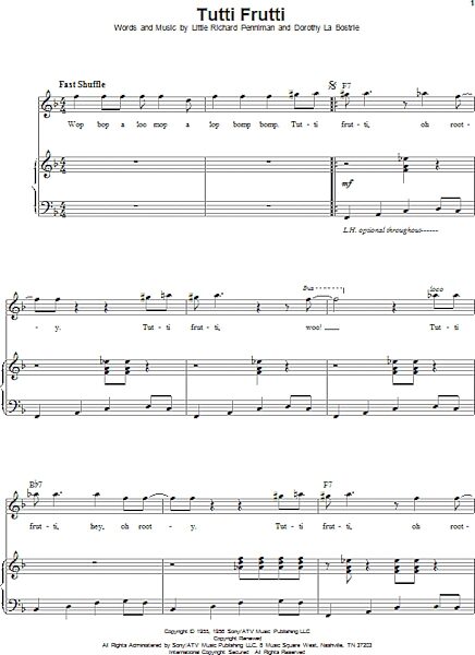 open zoom image for Tutti Frutti - Piano Vocal, New, Main