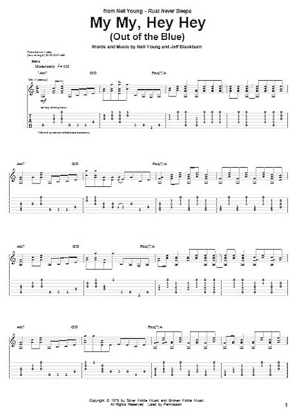 open zoom image for My My, Hey Hey (Out Of The Blue) - Guitar TAB, New, Main