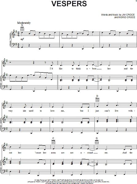 open zoom image for Vespers - Piano/Vocal/Guitar, New, Main