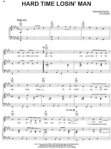 open zoom image for Hard Time Losin' Man - Piano/Vocal/Guitar, New, Main