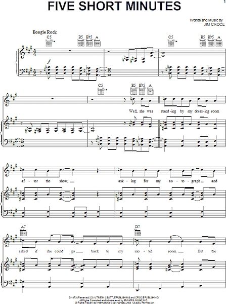 open zoom image for Five Short Minutes - Piano/Vocal/Guitar, New, Main