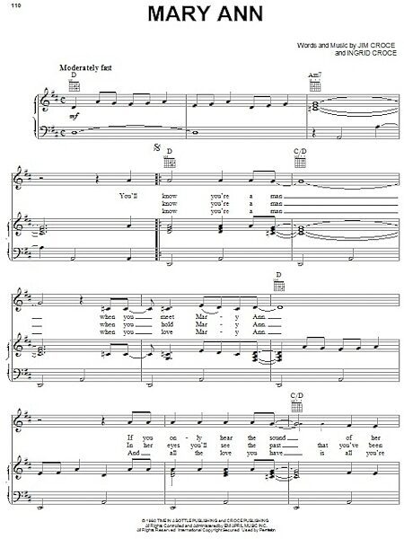 open zoom image for Mary Ann - Piano/Vocal/Guitar, New, Main