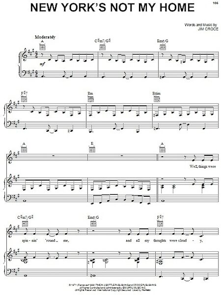open zoom image for New York's Not My Home - Piano/Vocal/Guitar, New, Main