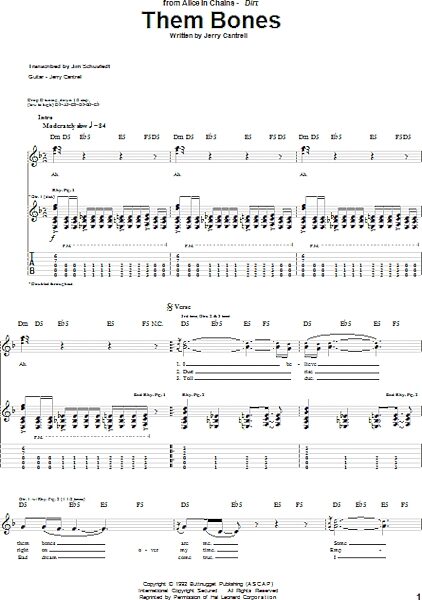 open zoom image for Them Bones - Guitar TAB, New, Main