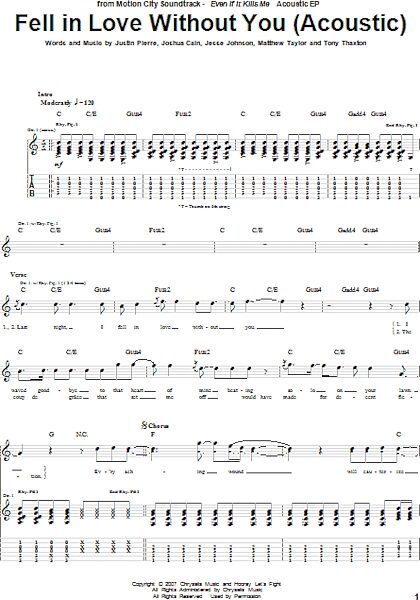 open zoom image for Fell In Love Without You (Acoustic Version) - Guitar TAB, New, Main