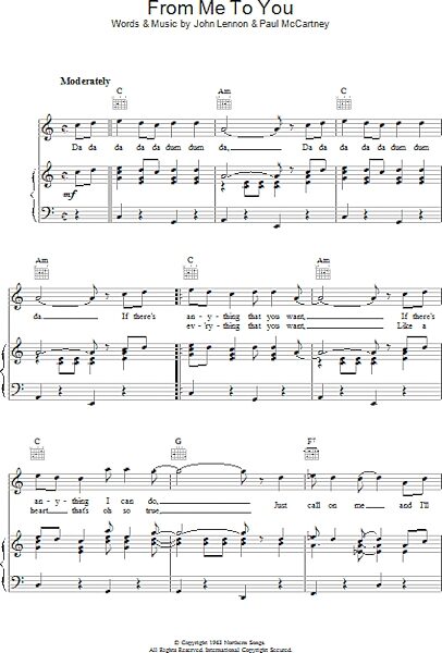 open zoom image for From Me To You - Piano/Vocal/Guitar, New, Main