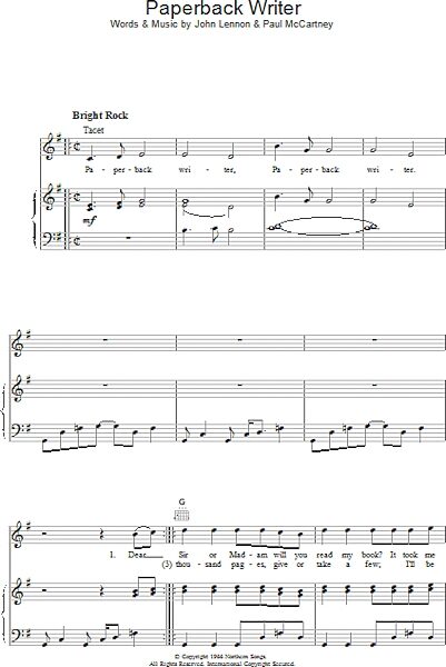 open zoom image for Paperback Writer - Piano/Vocal/Guitar, New, Main