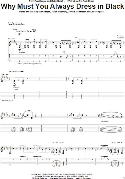 open zoom image for Why Must You Always Dress In Black - Guitar TAB, New, Main
