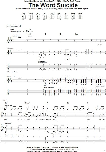 open zoom image for The Word Suicide - Guitar TAB, New, Main