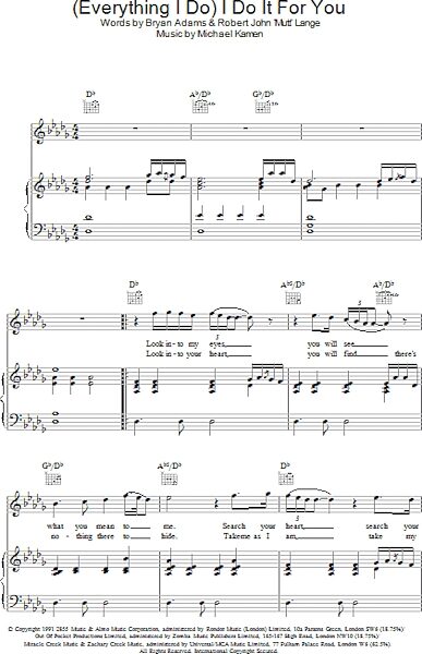 open zoom image for (Everything I Do) I Do It For You - Piano/Vocal/Guitar, New, Main
