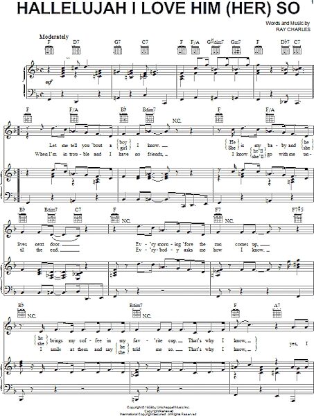 open zoom image for Hallelujah I Love Him (Her) So - Piano/Vocal/Guitar, New, Main