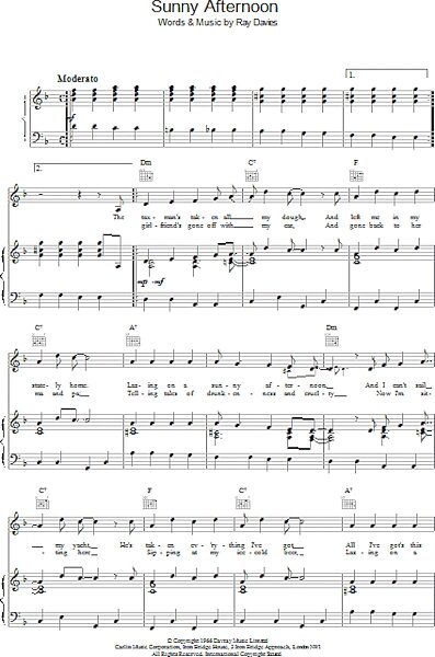 open zoom image for Sunny Afternon - Piano/Vocal/Guitar, New, Main