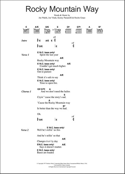 open zoom image for Rocky Mountain Way - Guitar Chords/Lyrics, New, Main