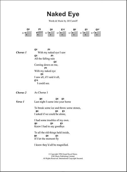 open zoom image for Naked Eye - Guitar Chords/Lyrics, New, Main