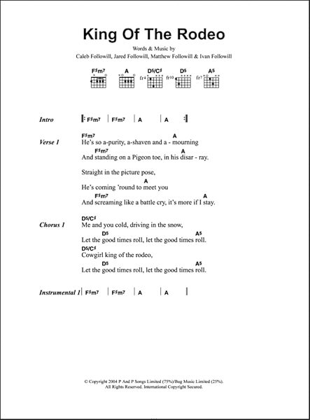 open zoom image for King Of The Rodeo - Guitar Chords/Lyrics, New, Main