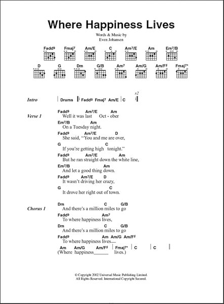 open zoom image for Where Happiness Lives - Guitar Chords/Lyrics, New, Main
