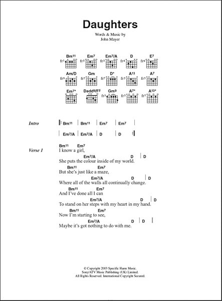 open zoom image for Daughters - Guitar Chords/Lyrics, New, Main