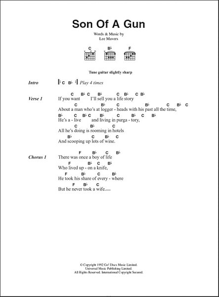 open zoom image for Son Of A Gun - Guitar Chords/Lyrics, New, Main