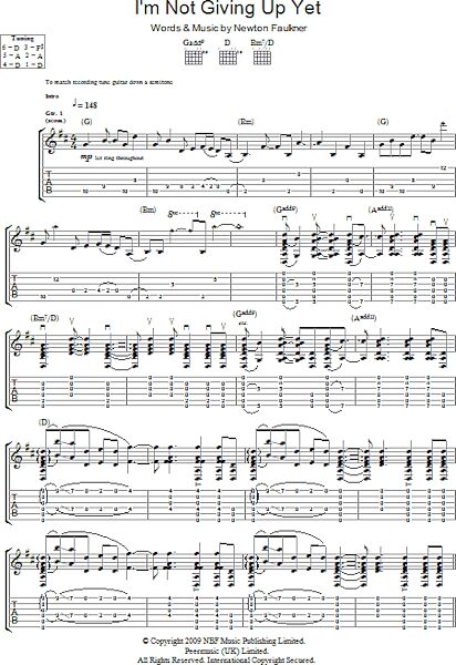 open zoom image for I'm Not Giving Up Yet - Guitar TAB, New, Main