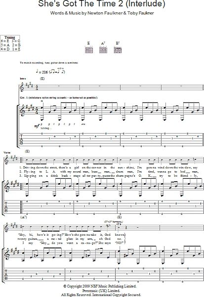 open zoom image for She's Got The Time 2 (Interlude) - Guitar TAB, New, Main