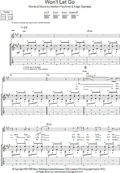 open zoom image for Won't Let Go - Guitar TAB, New, Main