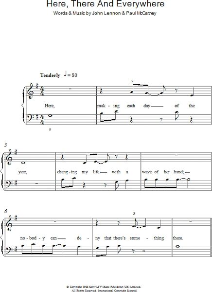 open zoom image for Here, There And Everywhere - Easy Piano, New, Main