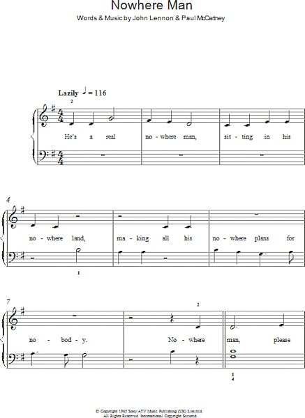 open zoom image for Nowhere Man - Easy Piano, New, Main