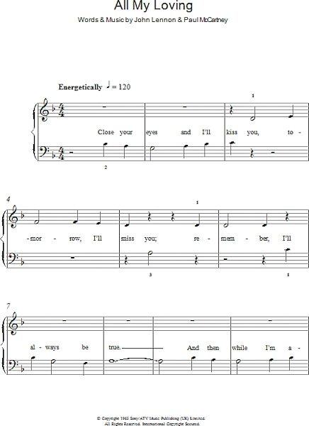 open zoom image for All My Loving - Easy Piano, New, Main