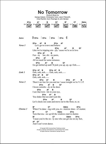 open zoom image for No Tomorrow - Guitar Chords/Lyrics, New, Main