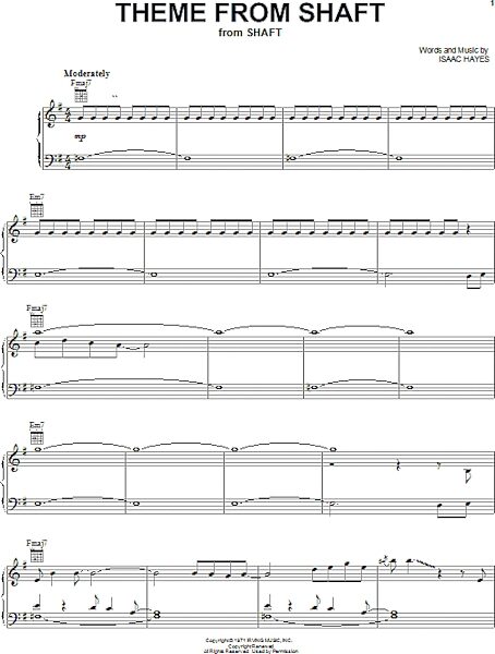 open zoom image for Theme from Shaft - Piano/Vocal/Guitar, New, Main