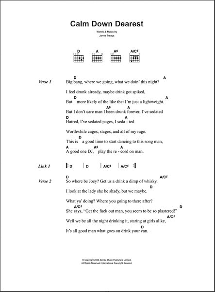 open zoom image for Calm Down Dearest - Guitar Chords/Lyrics, New, Main