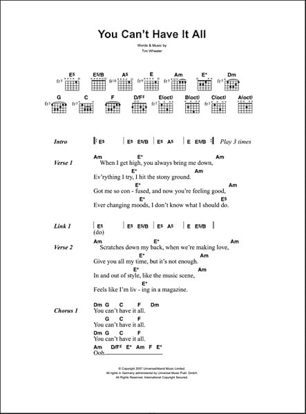 open zoom image for You Can't Have It All - Guitar Chords/Lyrics, New, Main