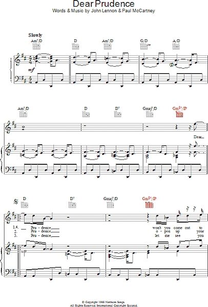 open zoom image for Dear Prudence - Piano/Vocal/Guitar, New, Main