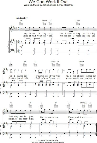 open zoom image for We Can Work It Out - Piano/Vocal/Guitar, New, Main
