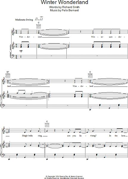 open zoom image for Winter Wonderland - Piano/Vocal/Guitar, New, Main