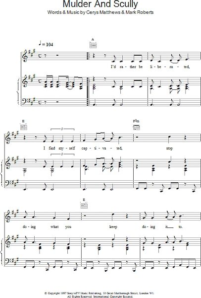 open zoom image for Mulder & Scully - Piano/Vocal/Guitar, New, Main