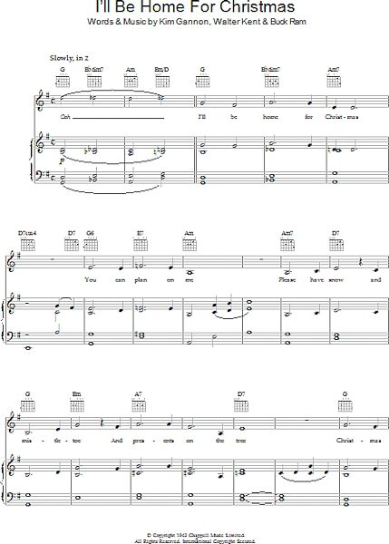 open zoom image for I'll Be Home For Christmas - Piano/Vocal/Guitar, New, Main