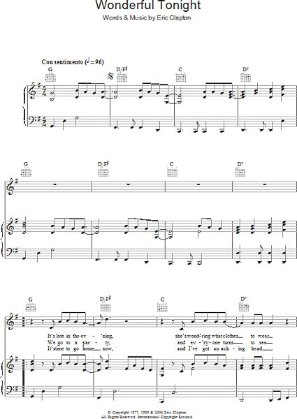 open zoom image for Wonderful Tonight - Piano/Vocal/Guitar, New, Main