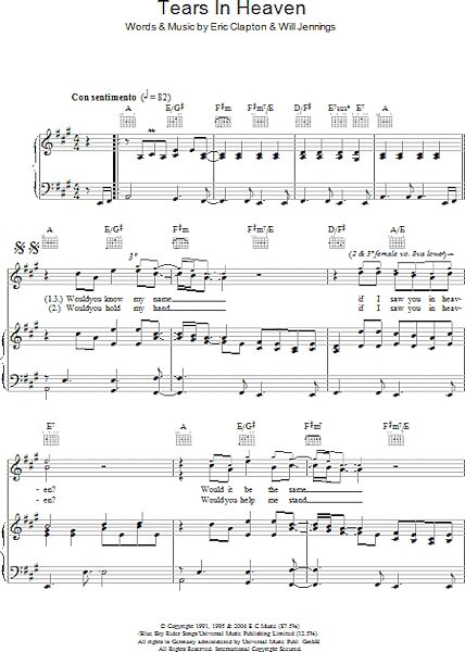 open zoom image for Tears In Heaven - Piano/Vocal/Guitar, New, Main