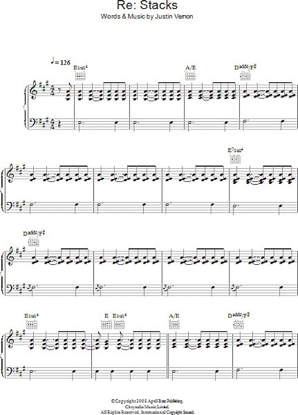 open zoom image for Re: Stacks - Piano/Vocal/Guitar, New, Main