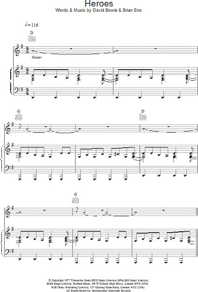 open zoom image for Heroes - Piano/Vocal/Guitar, New, Main