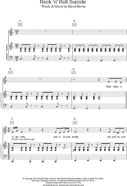 open zoom image for Rock 'N' Roll Suicide - Piano/Vocal/Guitar, New, Main